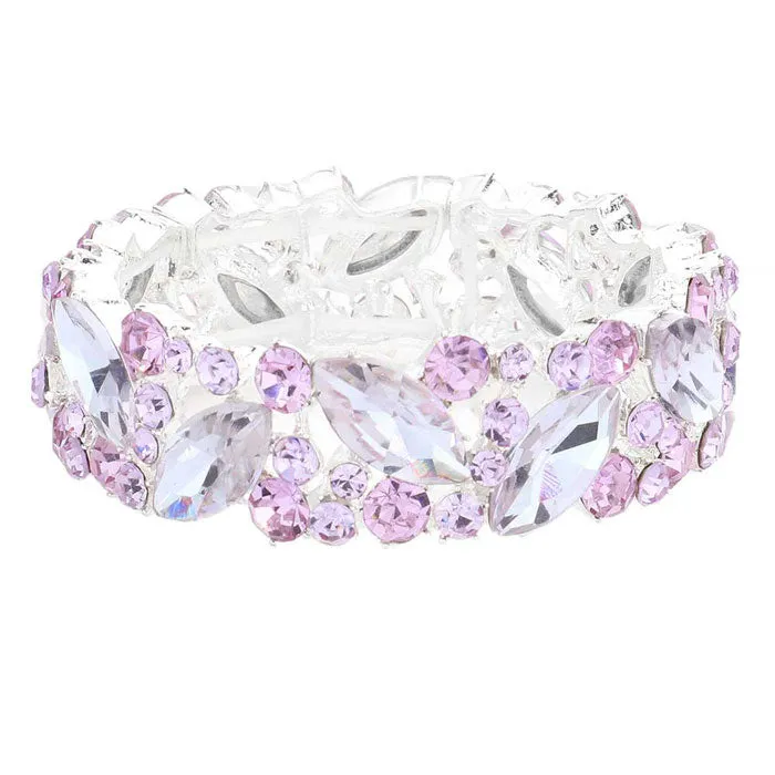 Crystal Glass Marquise Evening Stretch Bracelet