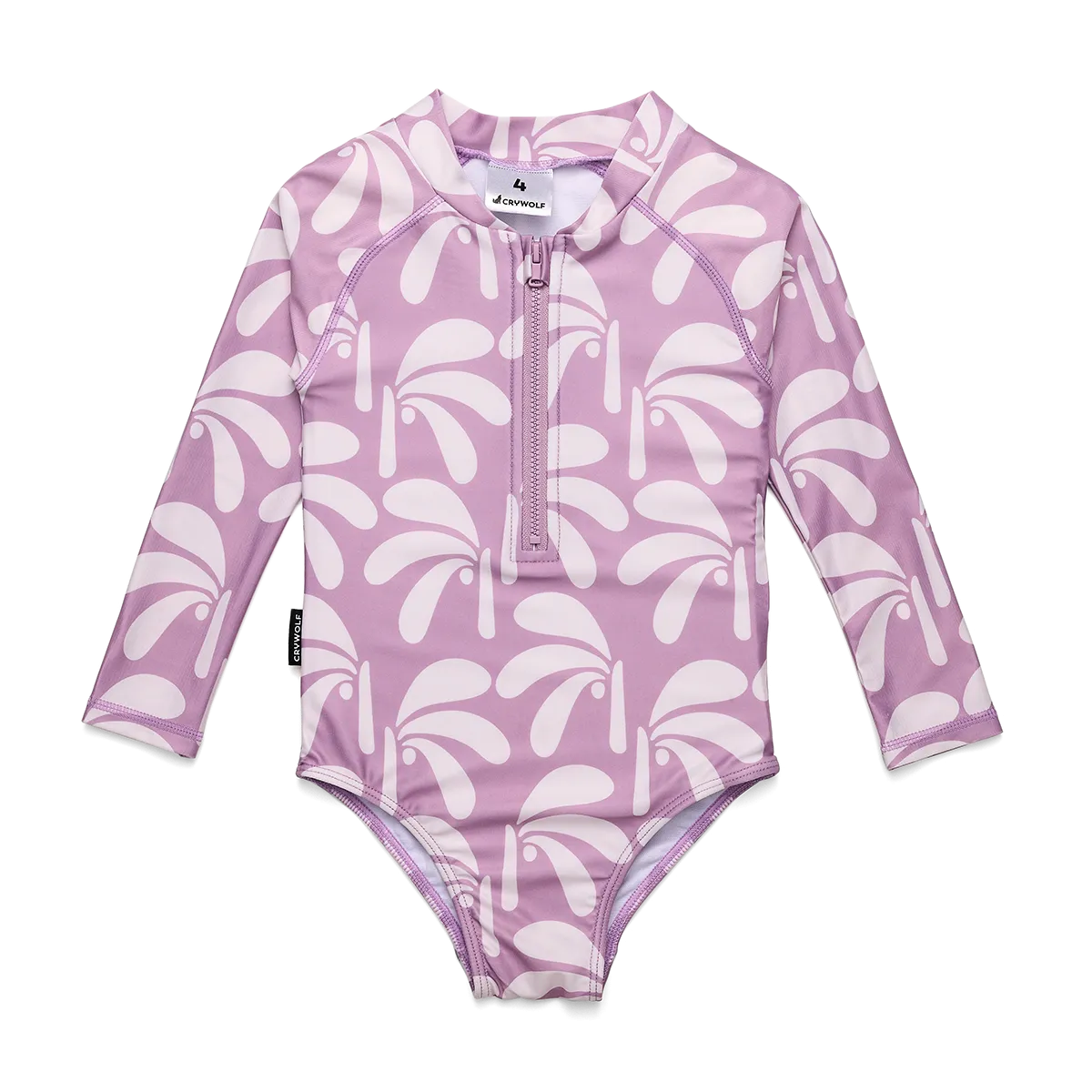 Crywolf Long Sleeve Swimsuit Lilac Palms