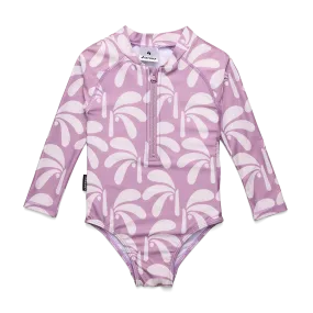 Crywolf Long Sleeve Swimsuit Lilac Palms