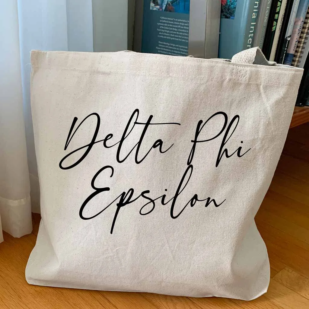 Delta Phi Epsilon Script Writing Nickname Canvas Tote Bag