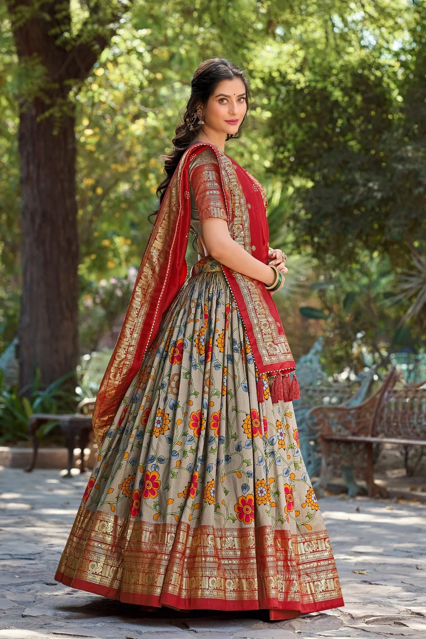 Designed Kalamkari Print Lehenga Choli