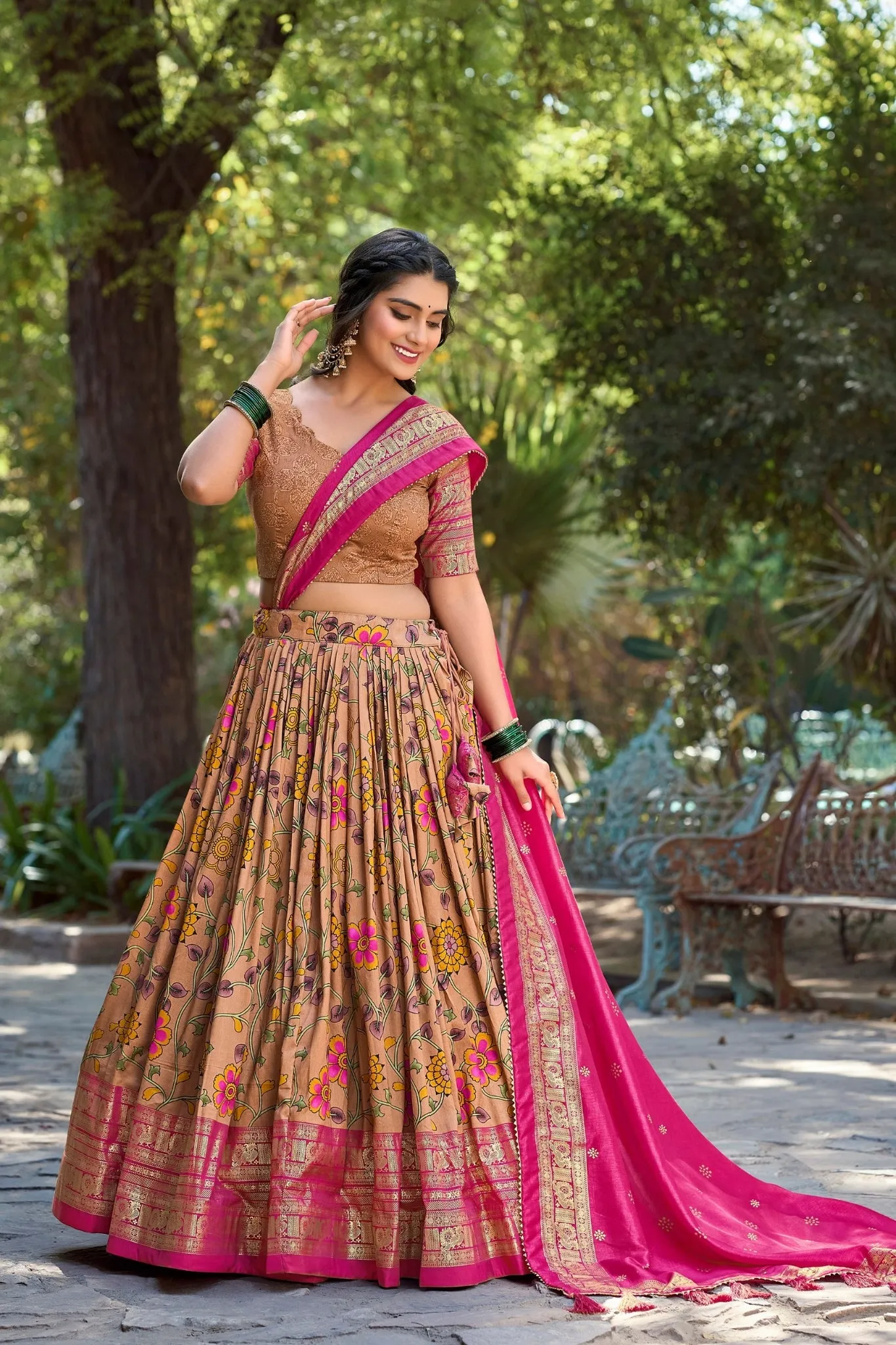 Designed Kalamkari Print Lehenga Choli