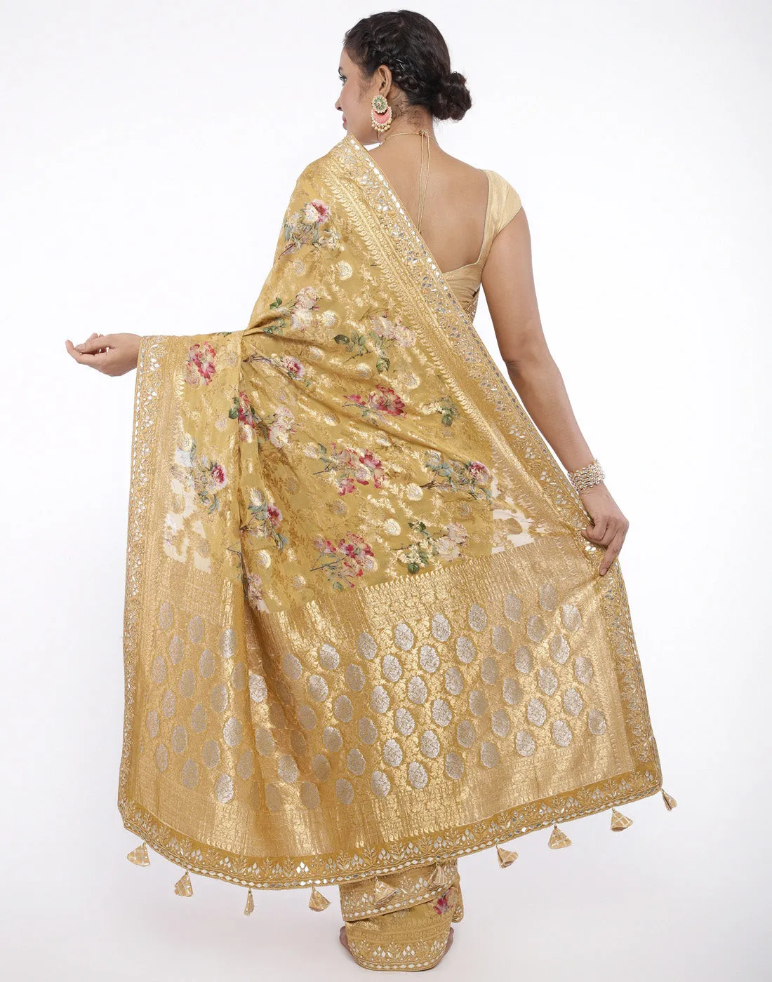 Digital Floral Printed Banarasi Saree