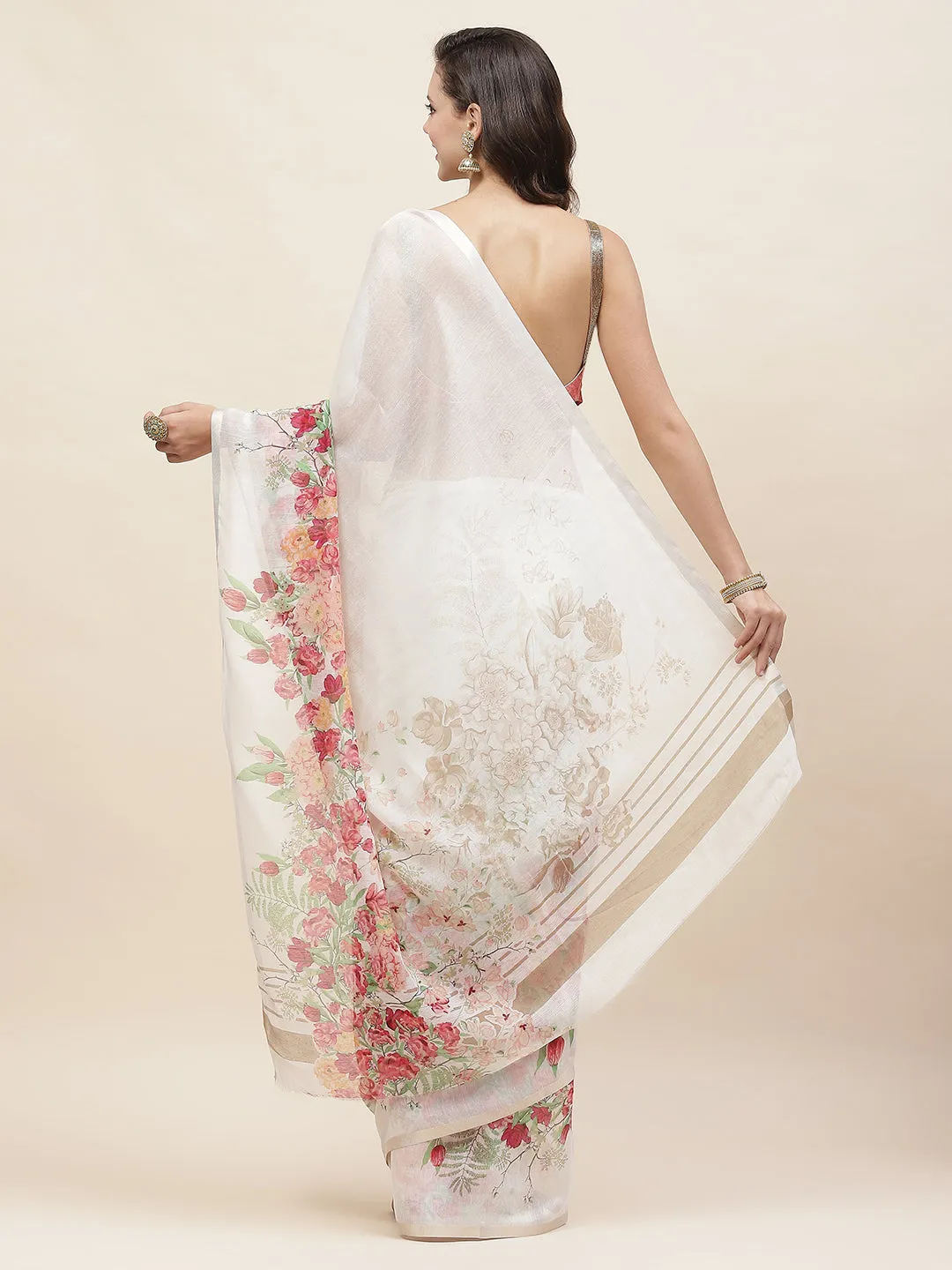 Digital Floral Printed Cotton Saree