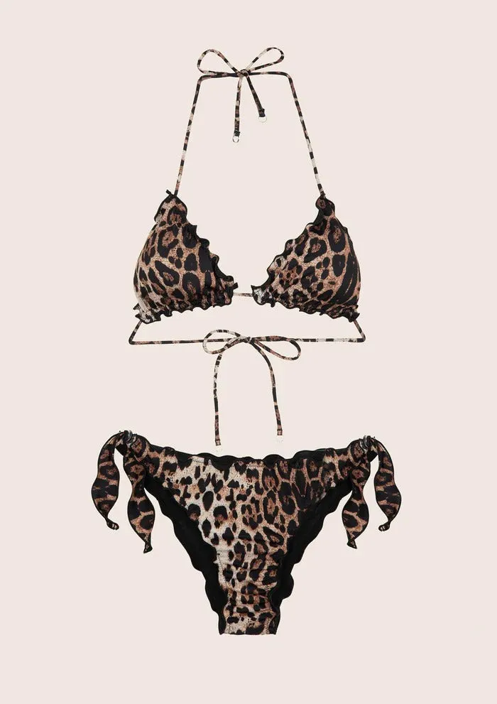 EFFEK BIKINI TRIANGOLO E SLIP NODI MACULATO