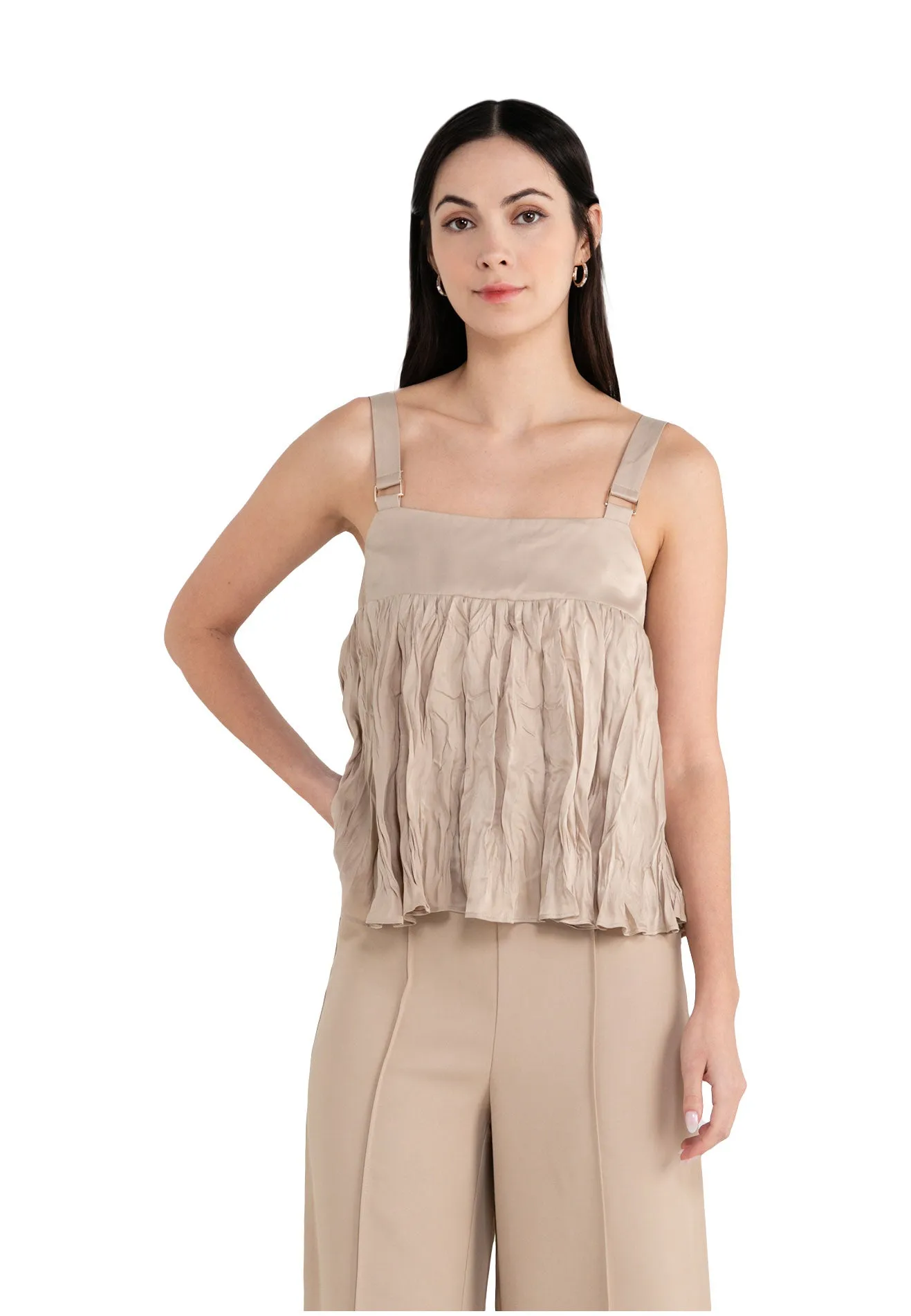 ELLE Apparel Sleeveless Wine Tassel Top With Adjustable Shoulder Strap