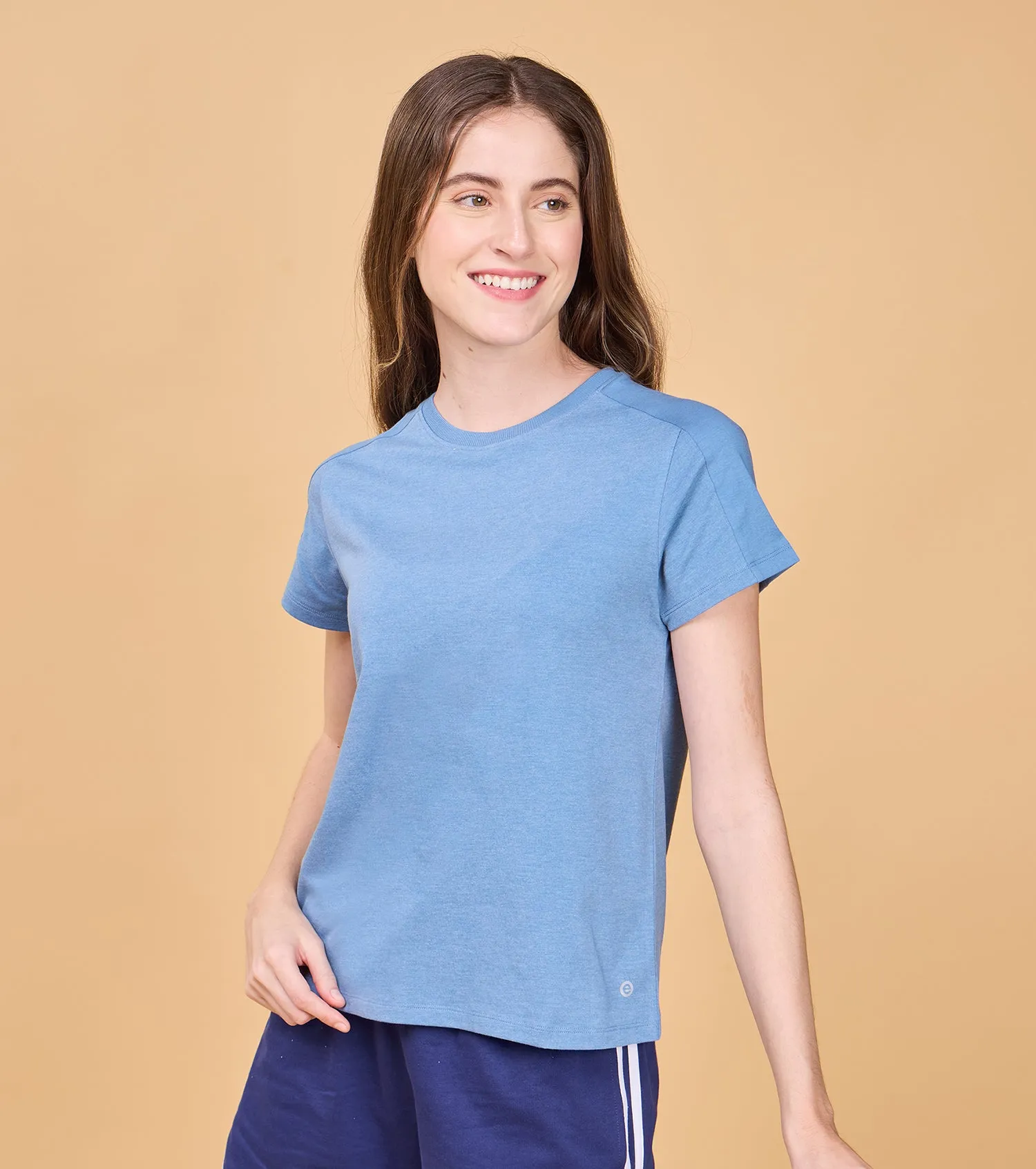 Enamor E306 Basic Cut and Sew Tee - Short Sleeve Cotton T-Shirt with Classic Cut & Sew Detail