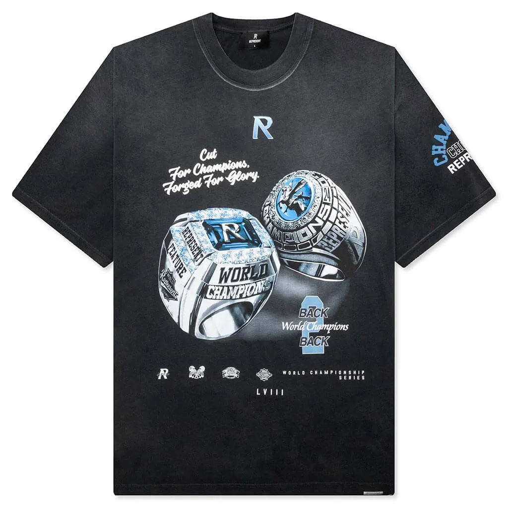 Feature x Represent Champion Rings T-Shirt - Stained Black