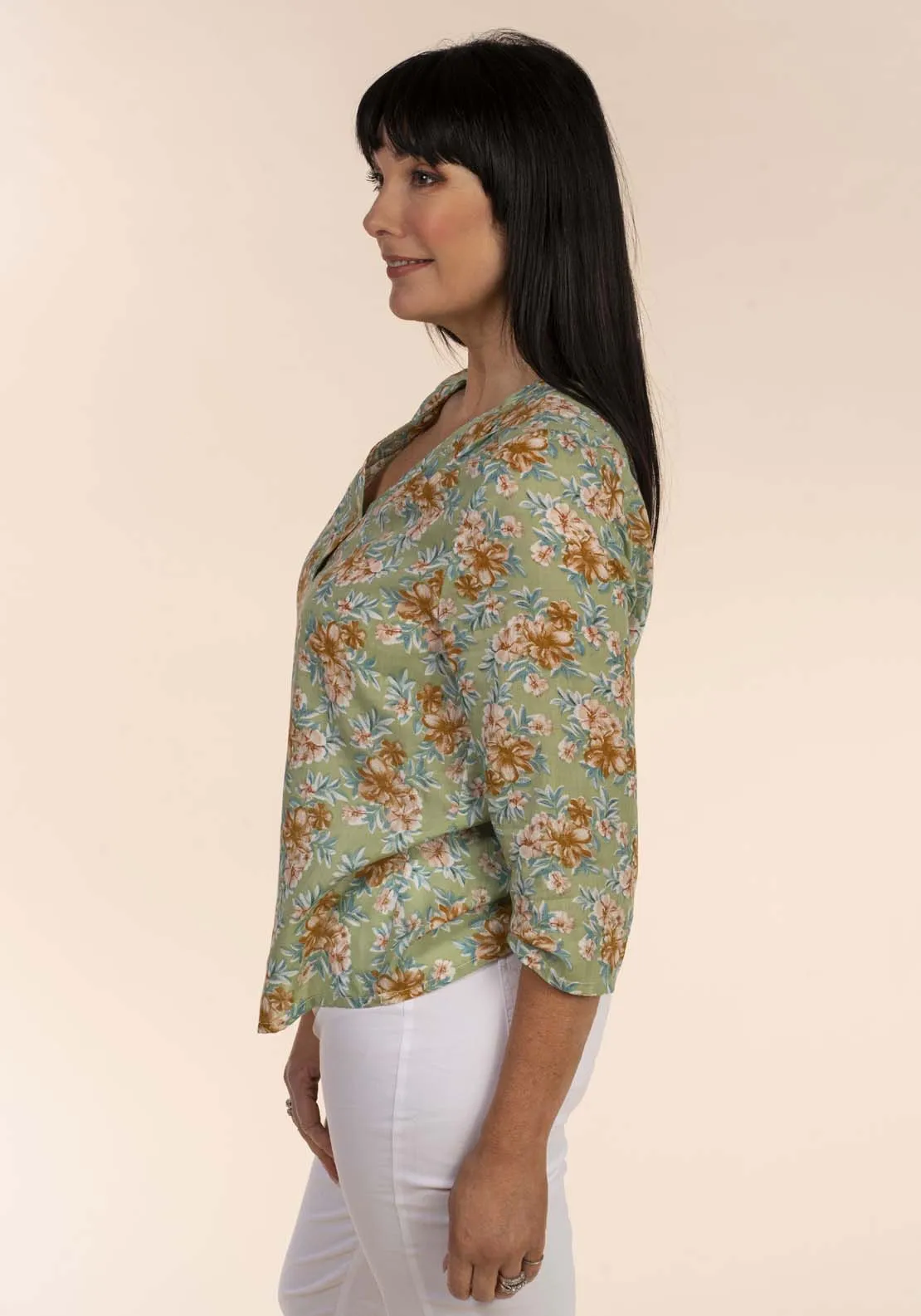 Floral Print Blouse - Green