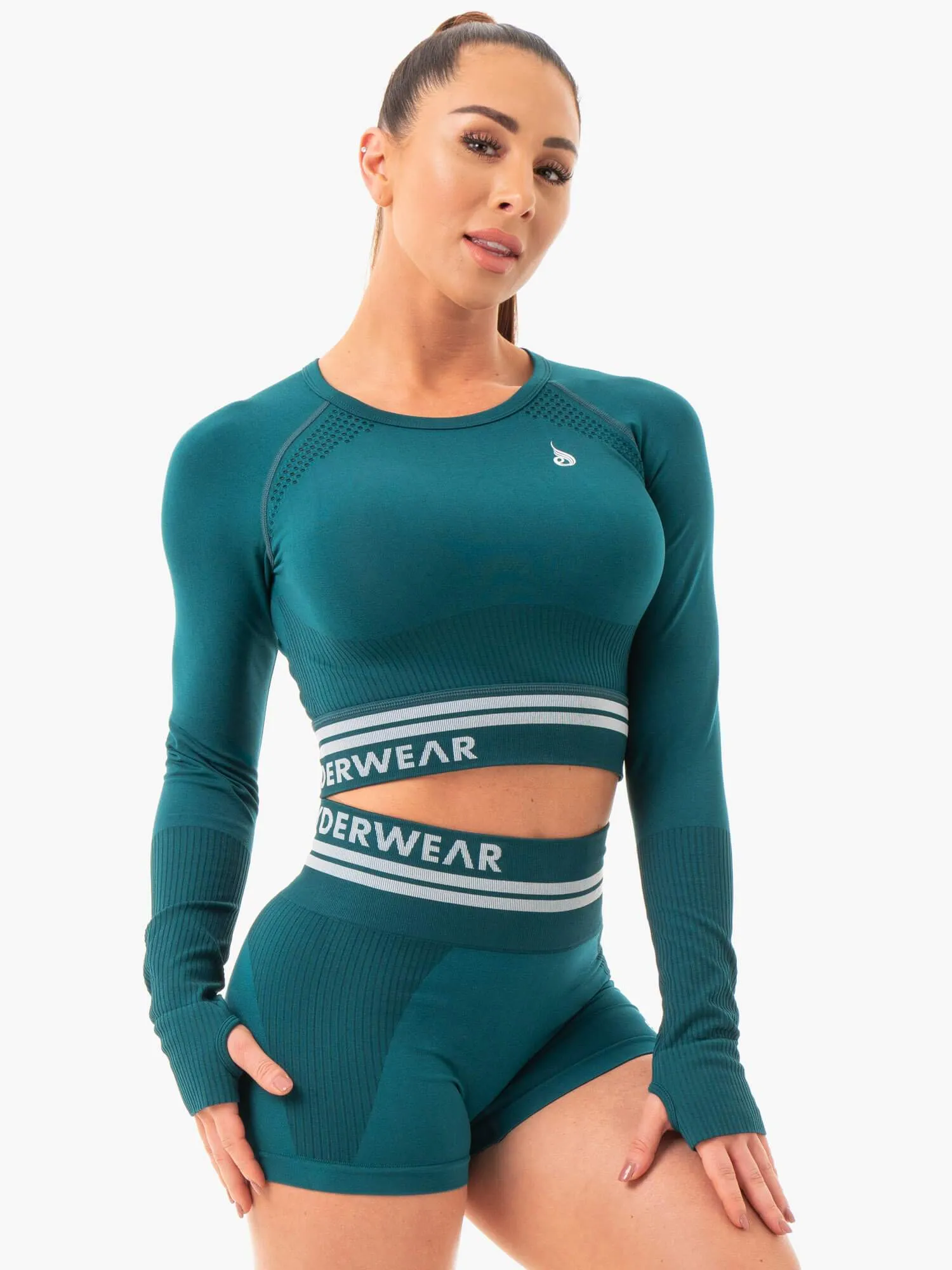 Freestyle Seamless Long Sleeve Crop - Emerald Green