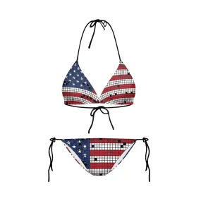 Futuristischer Triangel-Bikini mit USA-Print