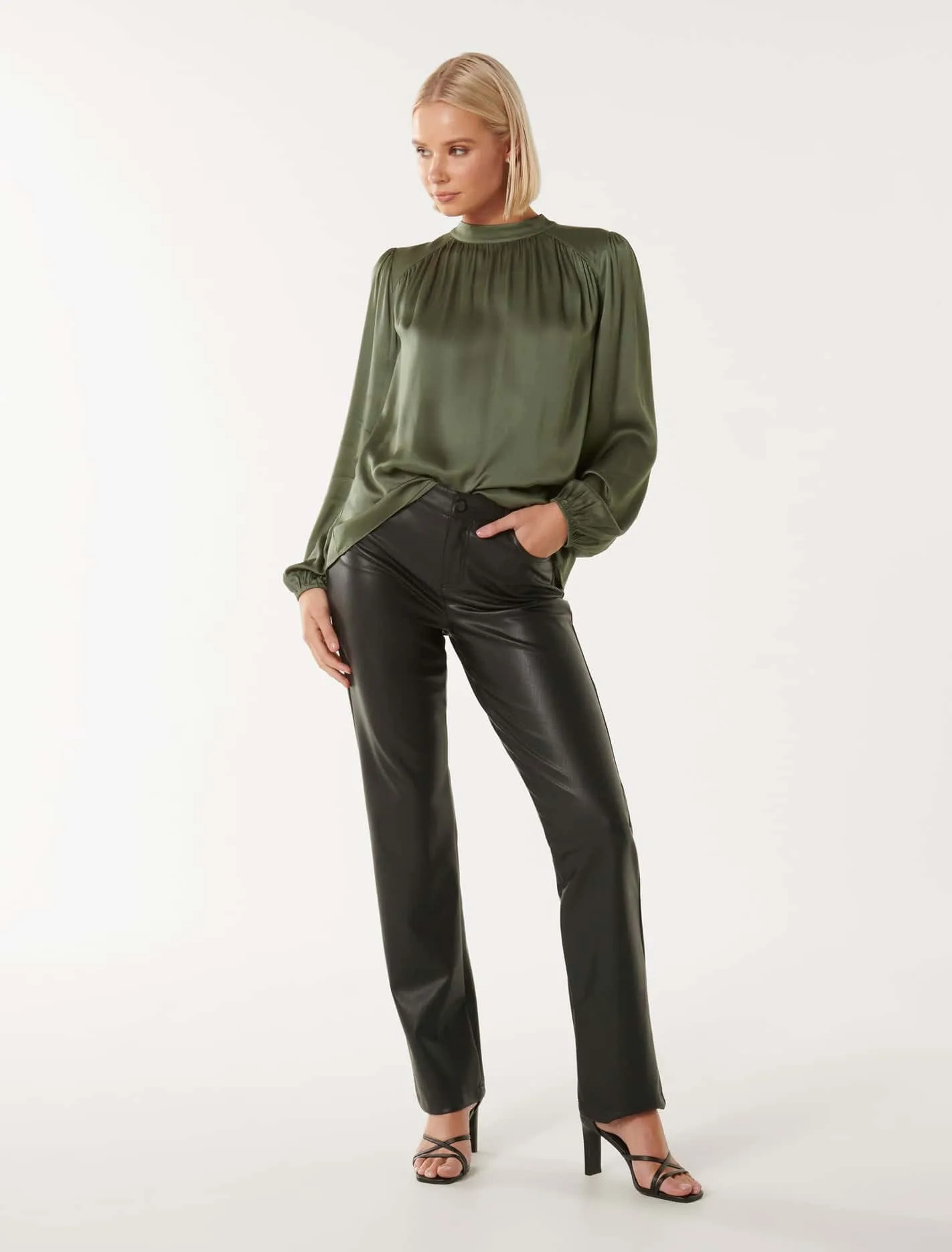 Gilli Gather Satin Shell Blouse