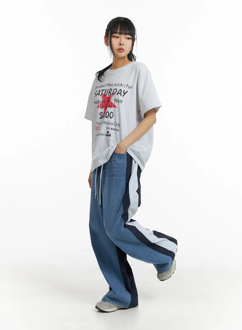 Graphic Lettering Oversized Tee CM407