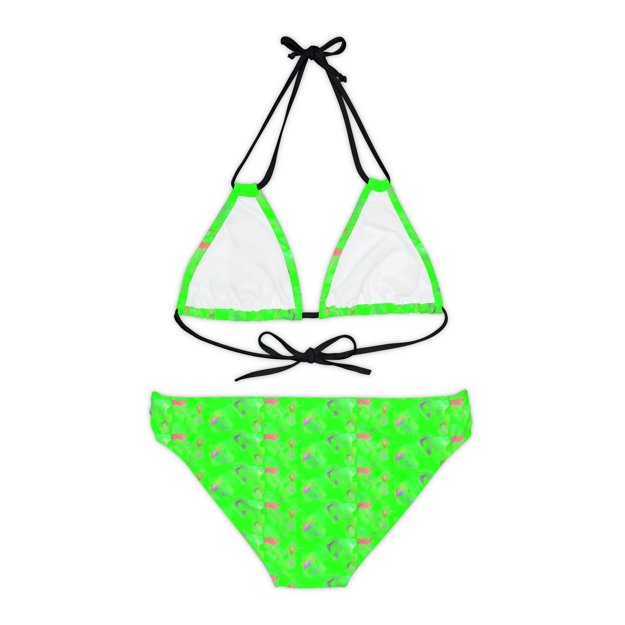 Green Marble Strappy Bikini Set