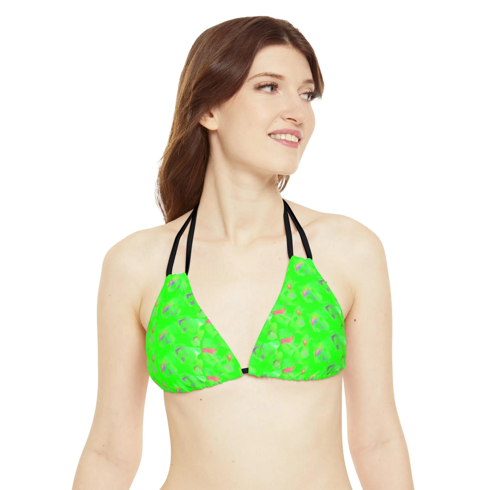 Green Marble Strappy Bikini Set