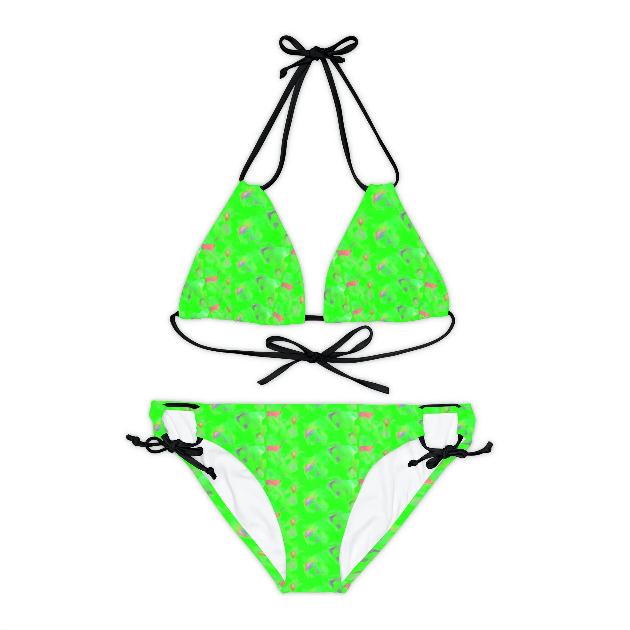 Green Marble Strappy Bikini Set