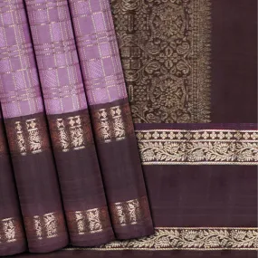 Handwoven Lilac with Brown Kanjivaram Silk Saree - 1544T006366DSC