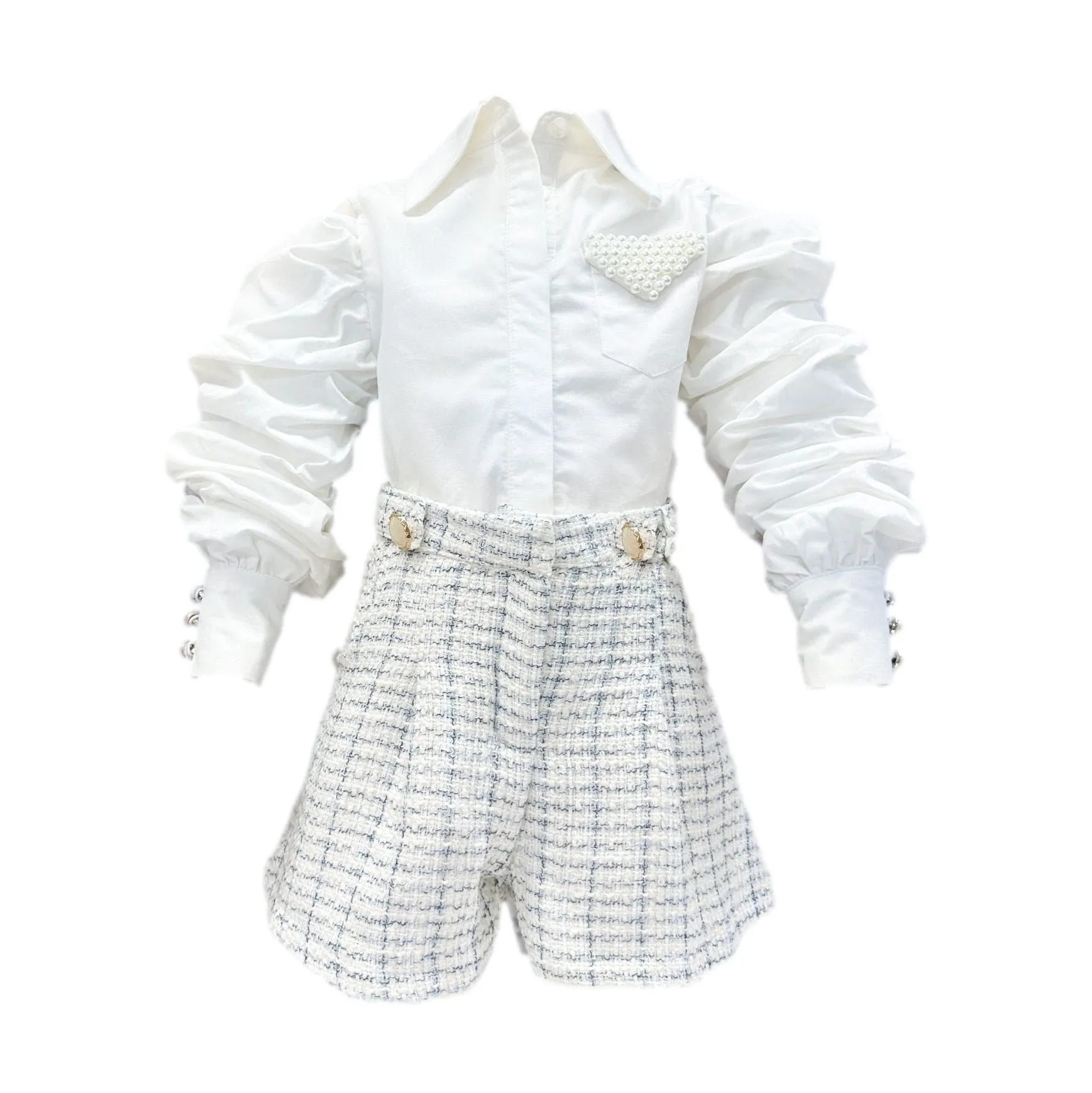 Iris Blouse and Tweed Shorts Set