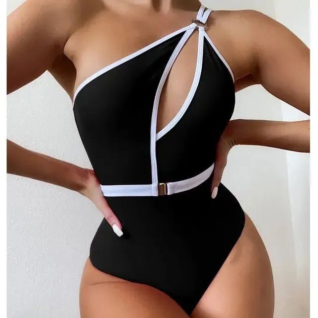 Isobel Sexy One-Shoulder Cut-Out & Strappy Back One-Piece Swimsuit