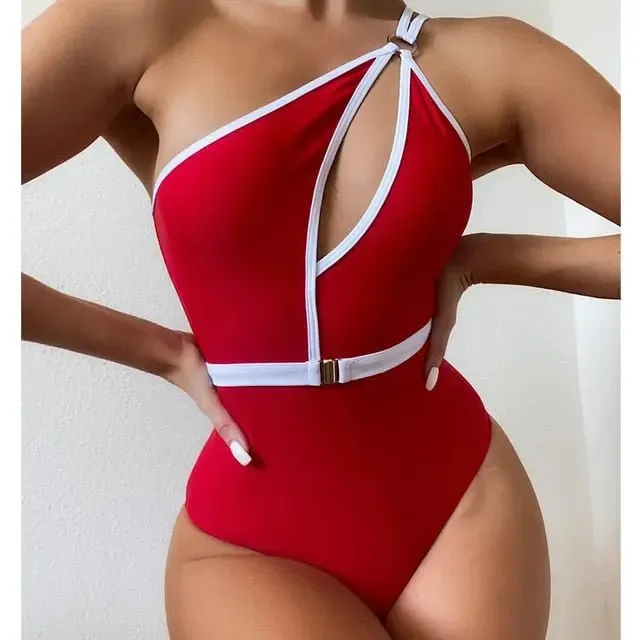 Isobel Sexy One-Shoulder Cut-Out & Strappy Back One-Piece Swimsuit