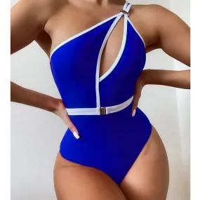 Isobel Sexy One-Shoulder Cut-Out & Strappy Back One-Piece Swimsuit