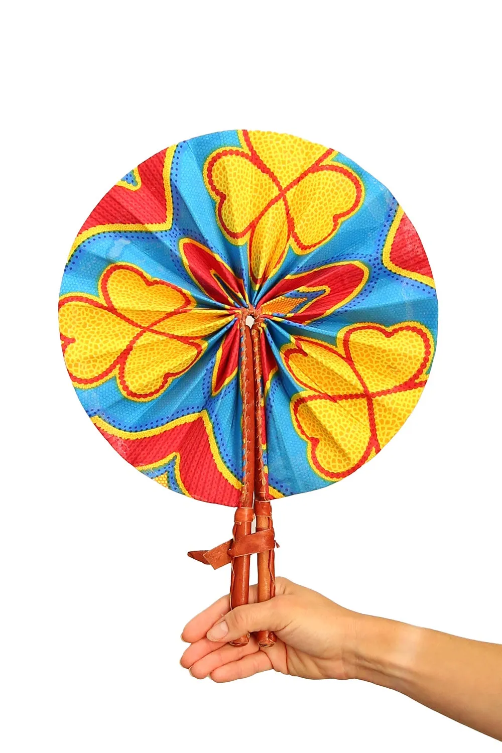 JUNGLE DIRECT FOLDING FAN YELLOW/RED/LIGHT BLUE