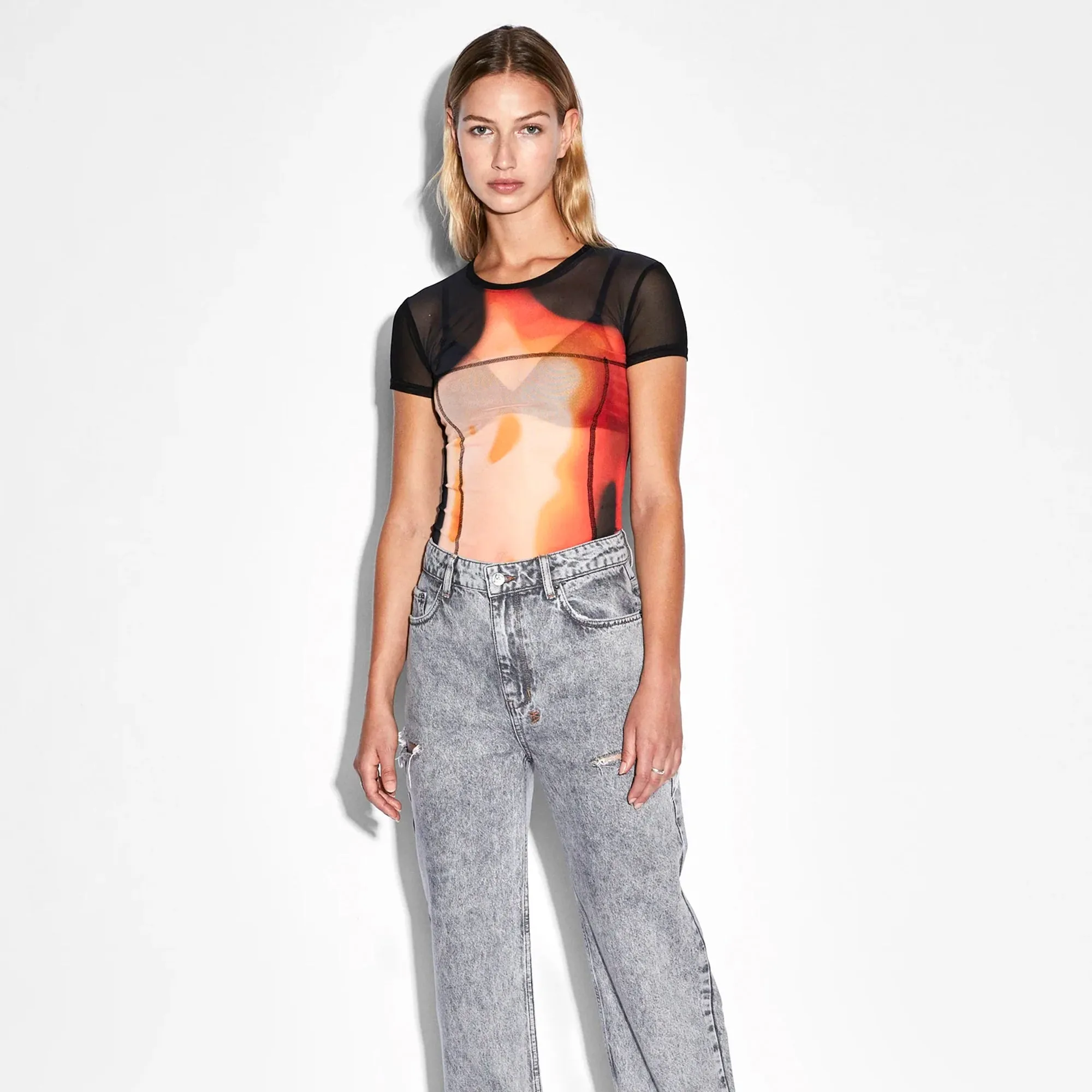 Ksubi Womens Feed the Fire Mesh SS Tee