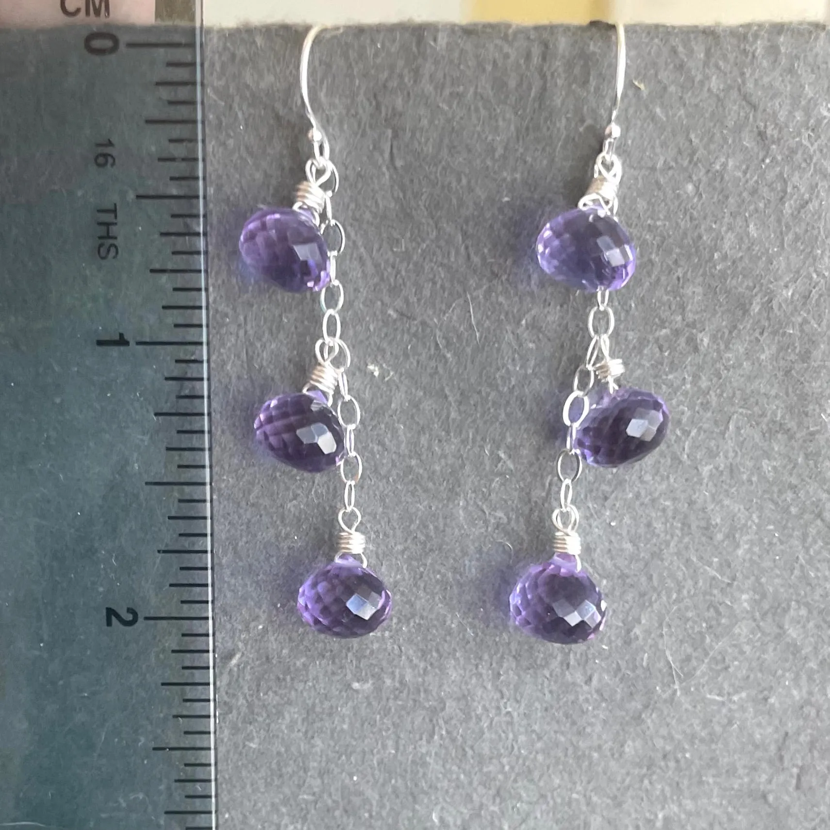 Lavender Grape Trio Earrings, Quartz