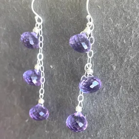 Lavender Grape Trio Earrings, Quartz