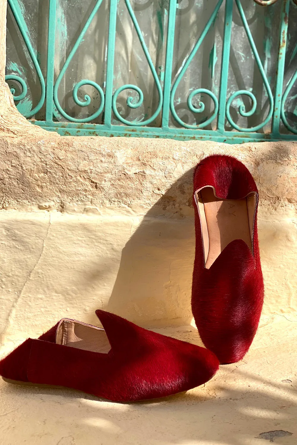 Leather Slide Loafer in Chili Red