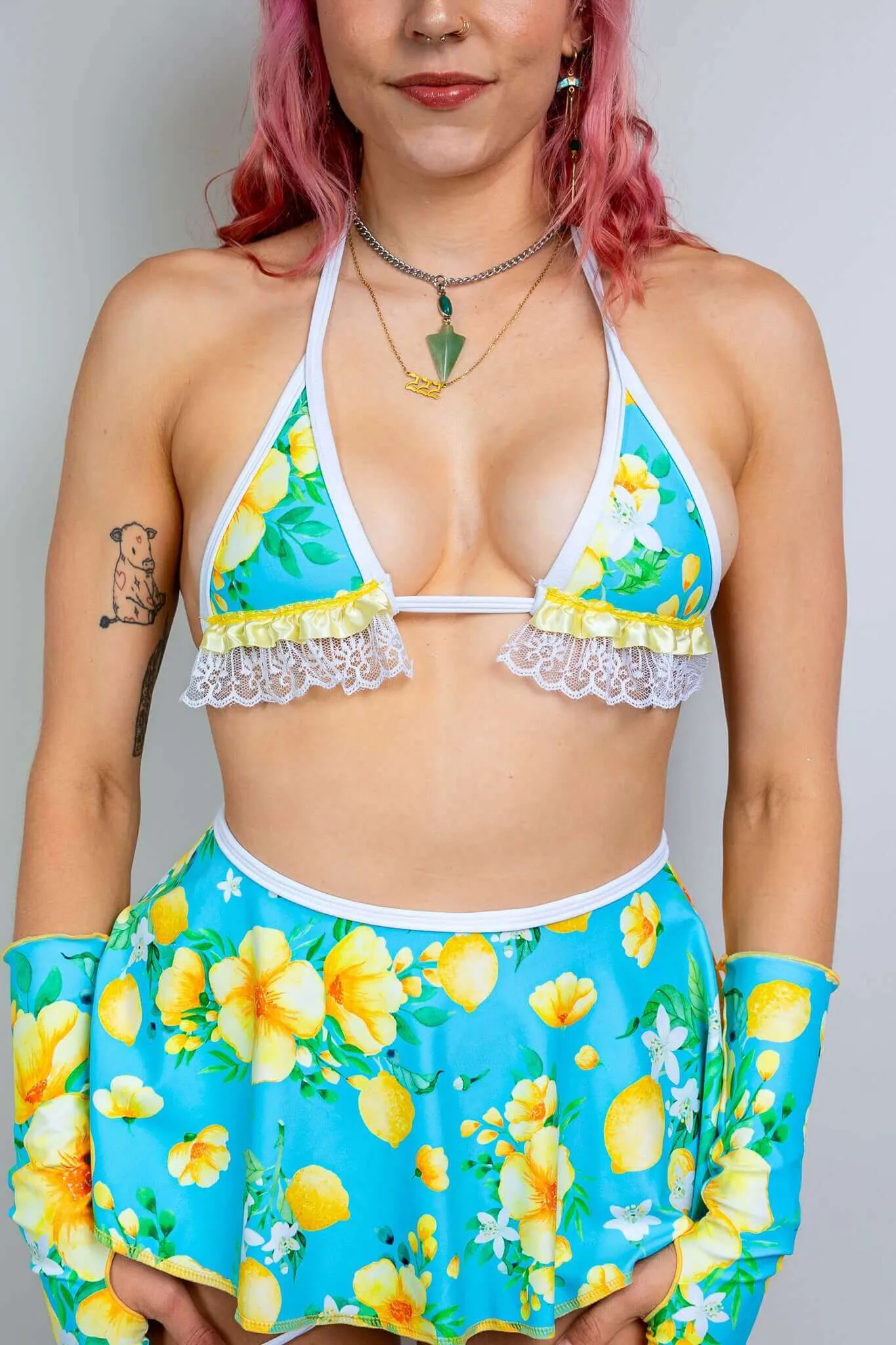 Lemon Drop Bikini Top with Ruffles