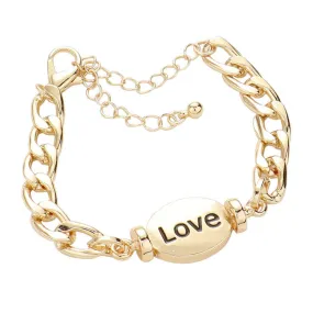 LOVE Metal Oval Message Charm Bracelet