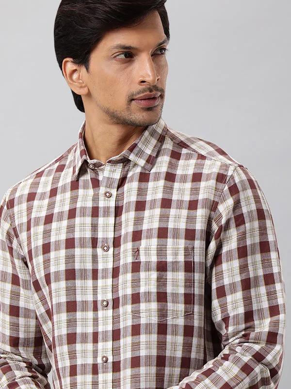 Men Checked Full Sleeve Linen Blend Shirt