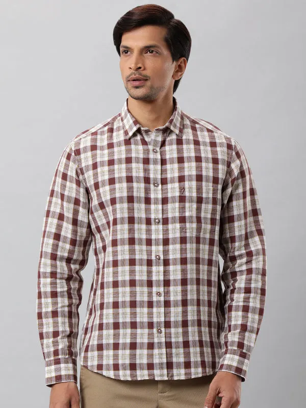 Men Checked Full Sleeve Linen Blend Shirt