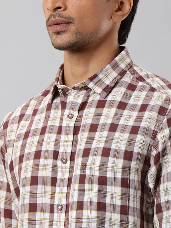 Men Checked Full Sleeve Linen Blend Shirt