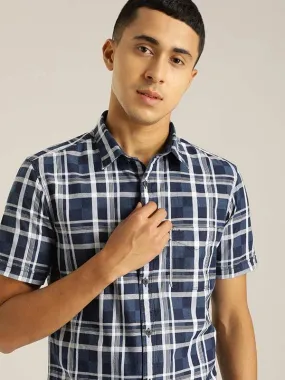 Men Checked Half Sleeve Cotton Shirt