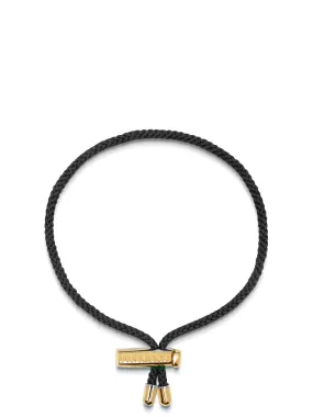 Men's Black String Bracelet with Adjustable Gold Lock