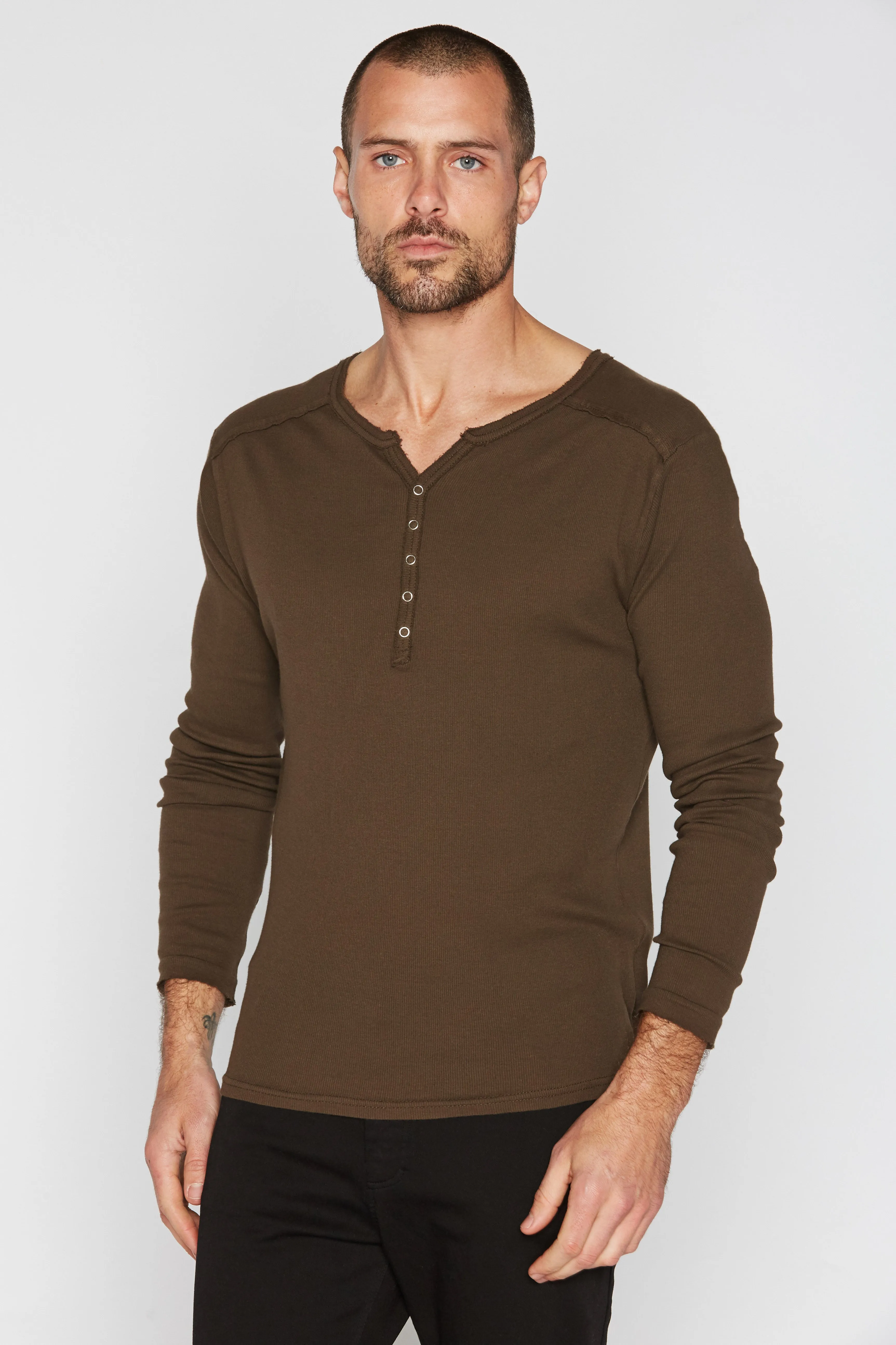 Men's Long Sleeve Henley