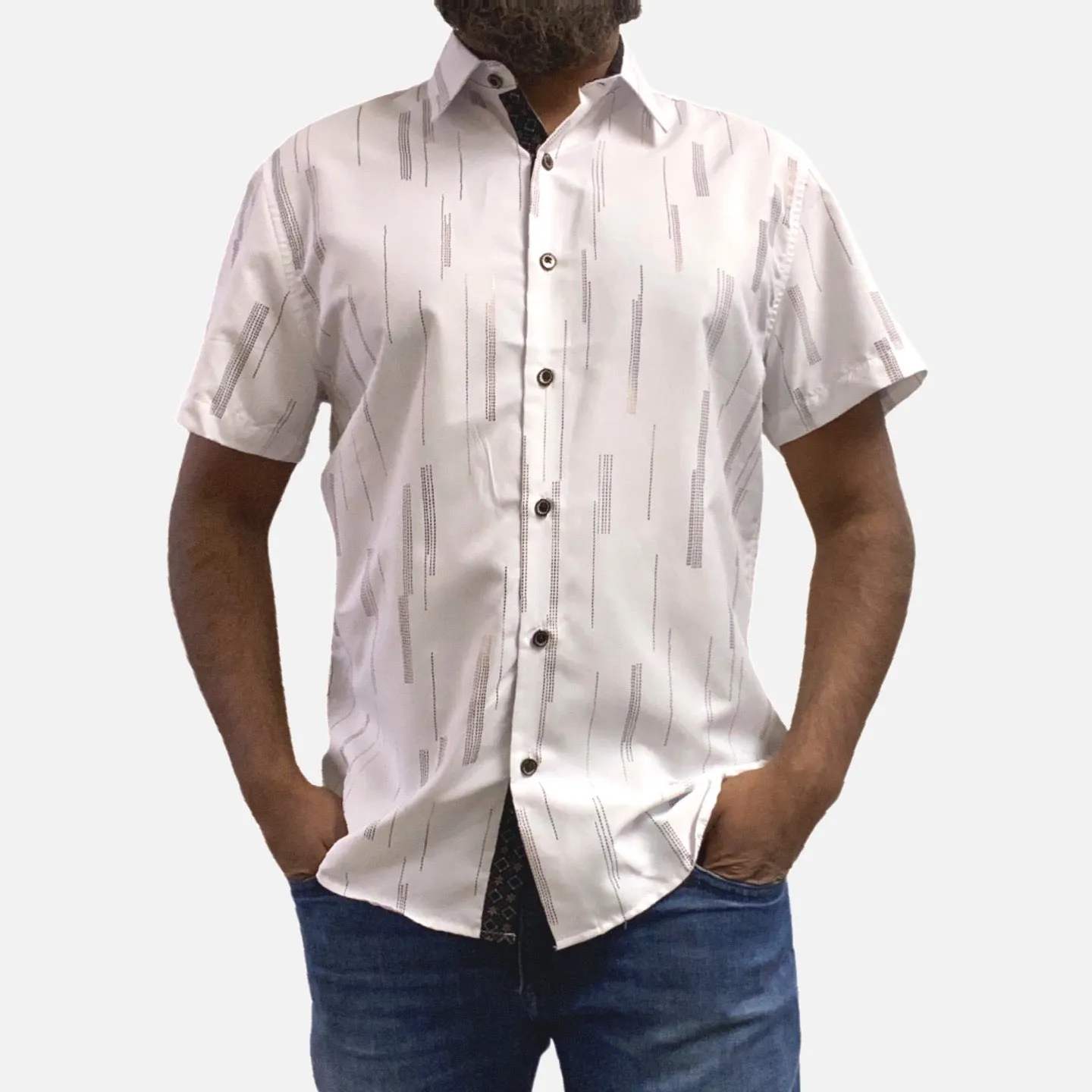 Mens White Short Sleeve Summer Shirt MSF-2106 | Slim Fit