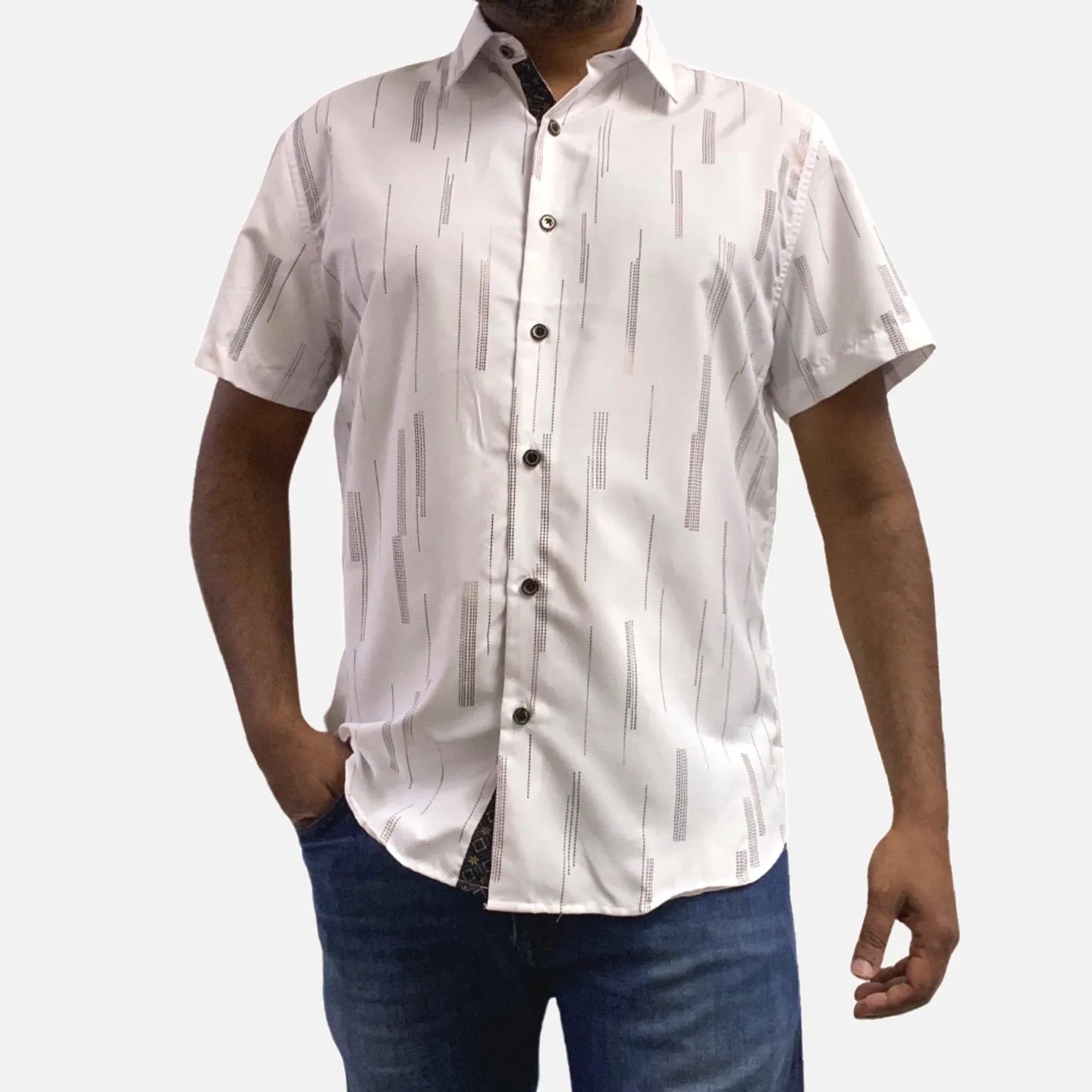 Mens White Short Sleeve Summer Shirt MSF-2106 | Slim Fit