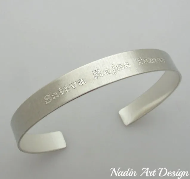 Message Engraved Open Bangle Bracelet