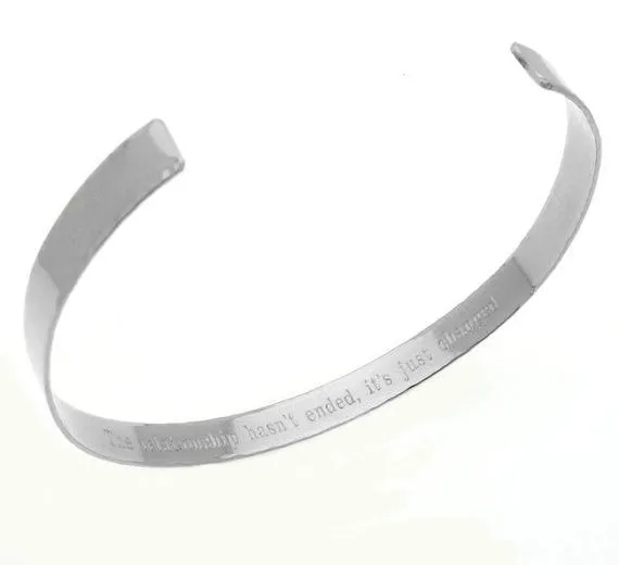 Message Engraved Open Bangle Bracelet