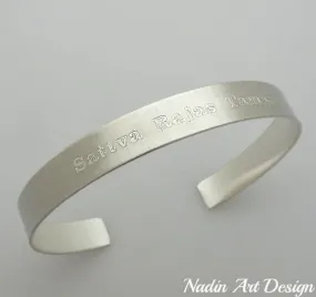 Message Engraved Open Bangle Bracelet