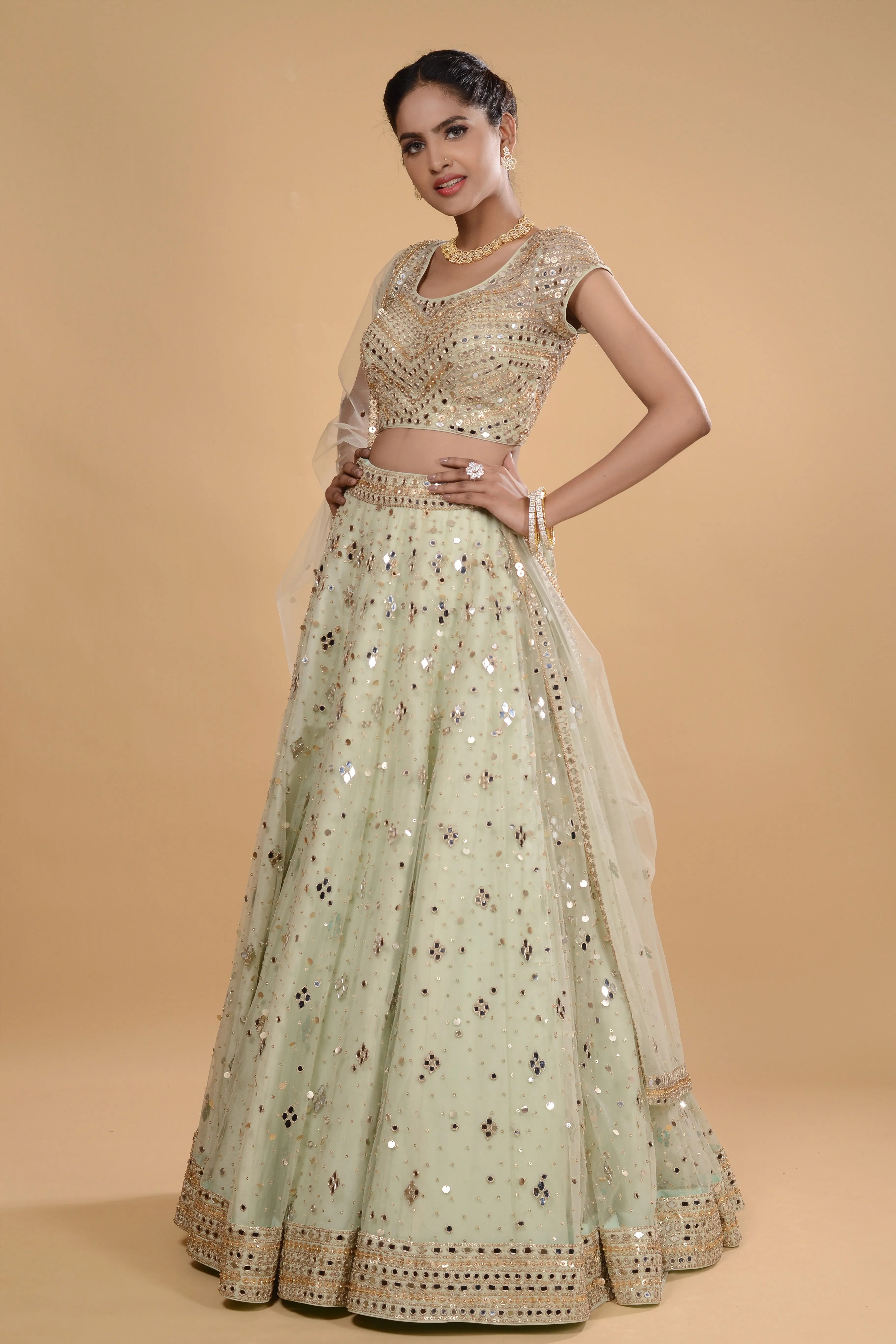 Mint Green Lehenga Set.