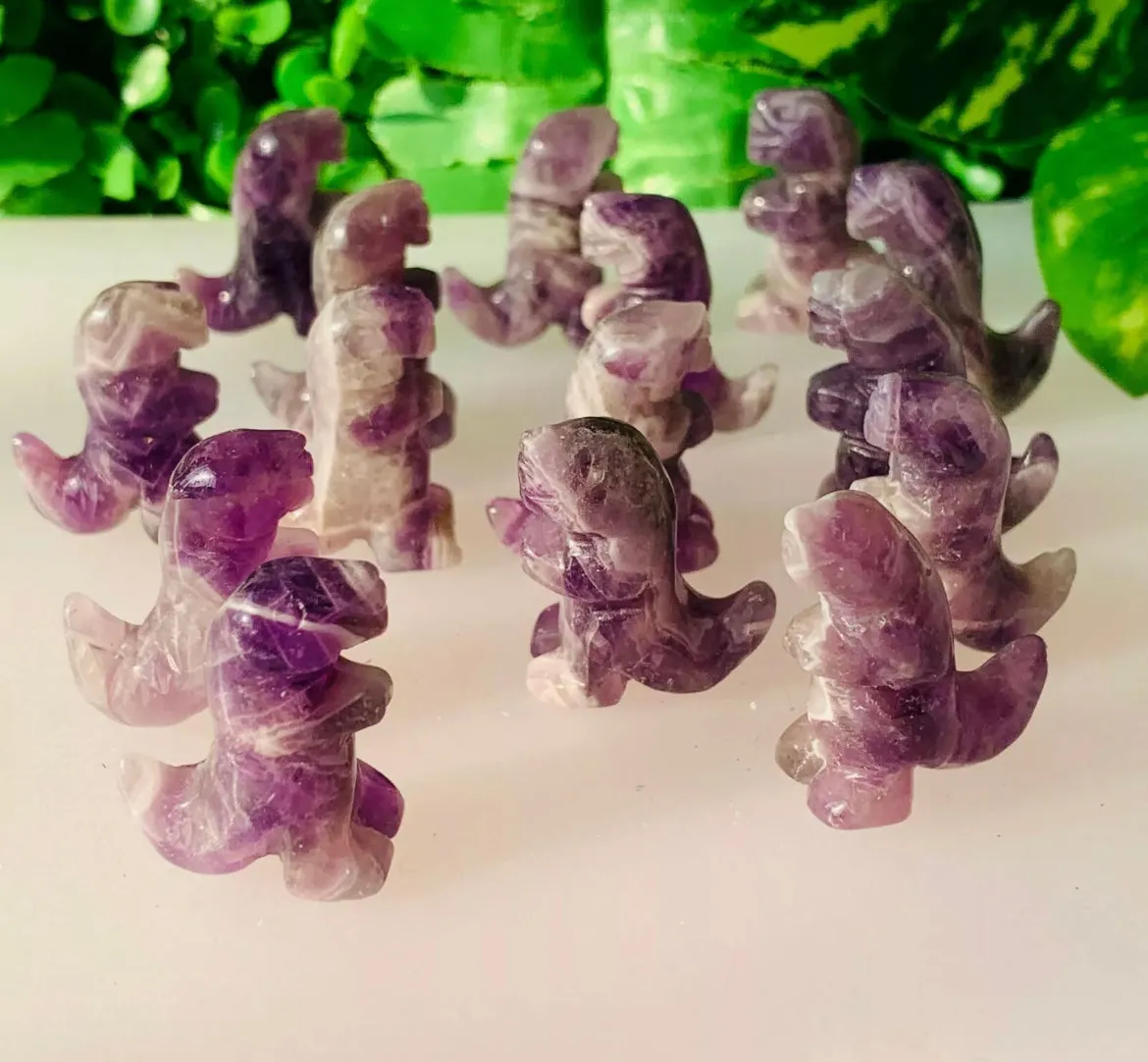 Natural Amethyst gemstone Crystal Dinosaur Figurine