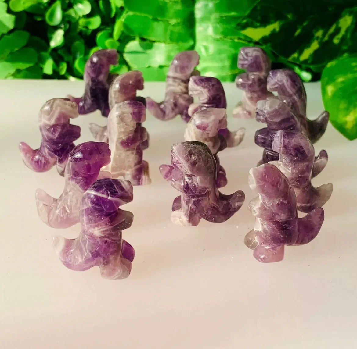 Natural Amethyst gemstone Crystal Dinosaur Figurine