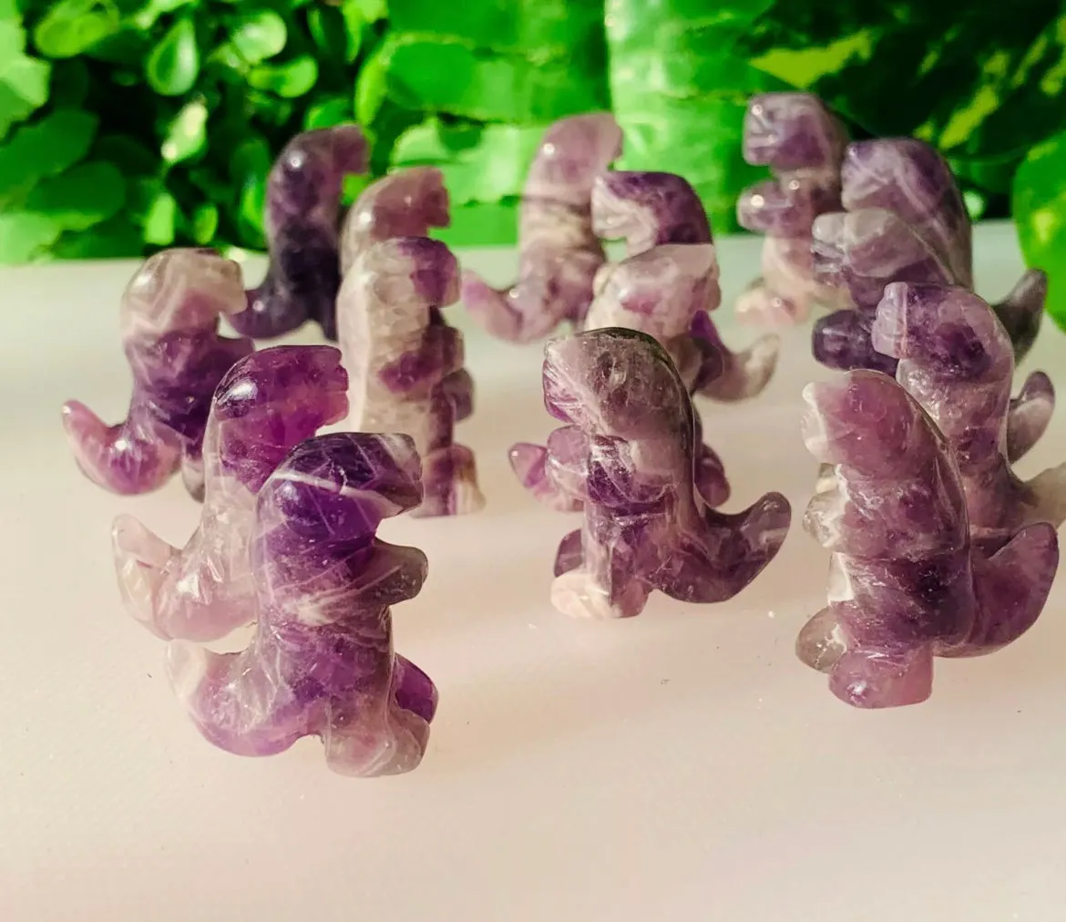 Natural Amethyst gemstone Crystal Dinosaur Figurine