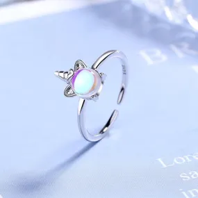 New Exquisite Moonstone Unicorn Opening Rings