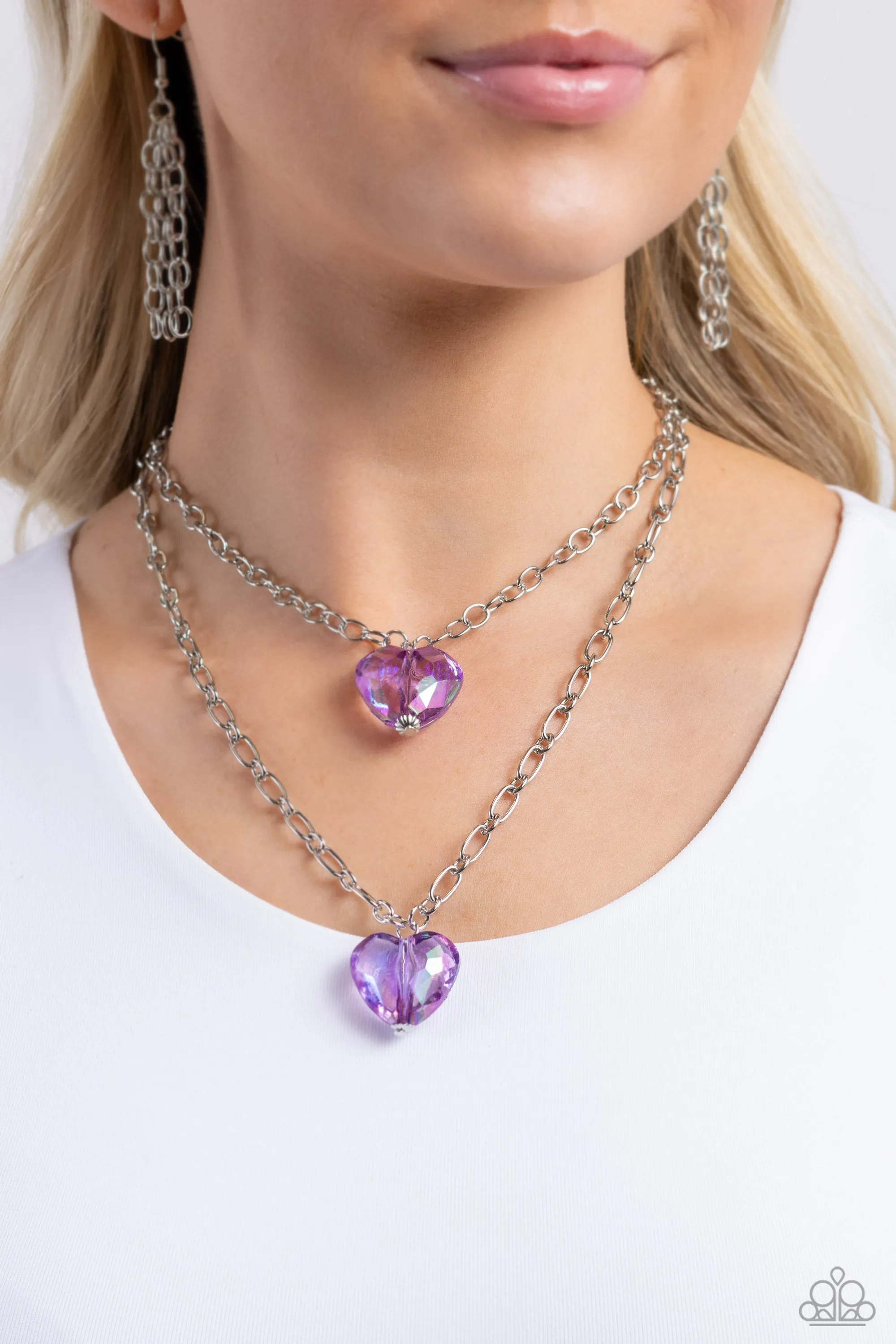 Paparazzi Layered Love Purple Necklace & Earring Set