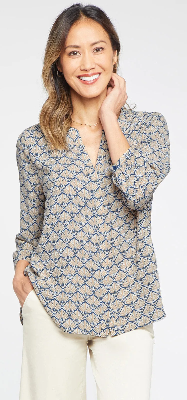 Pintuck Blouse Grafische Print | Taramore Geo